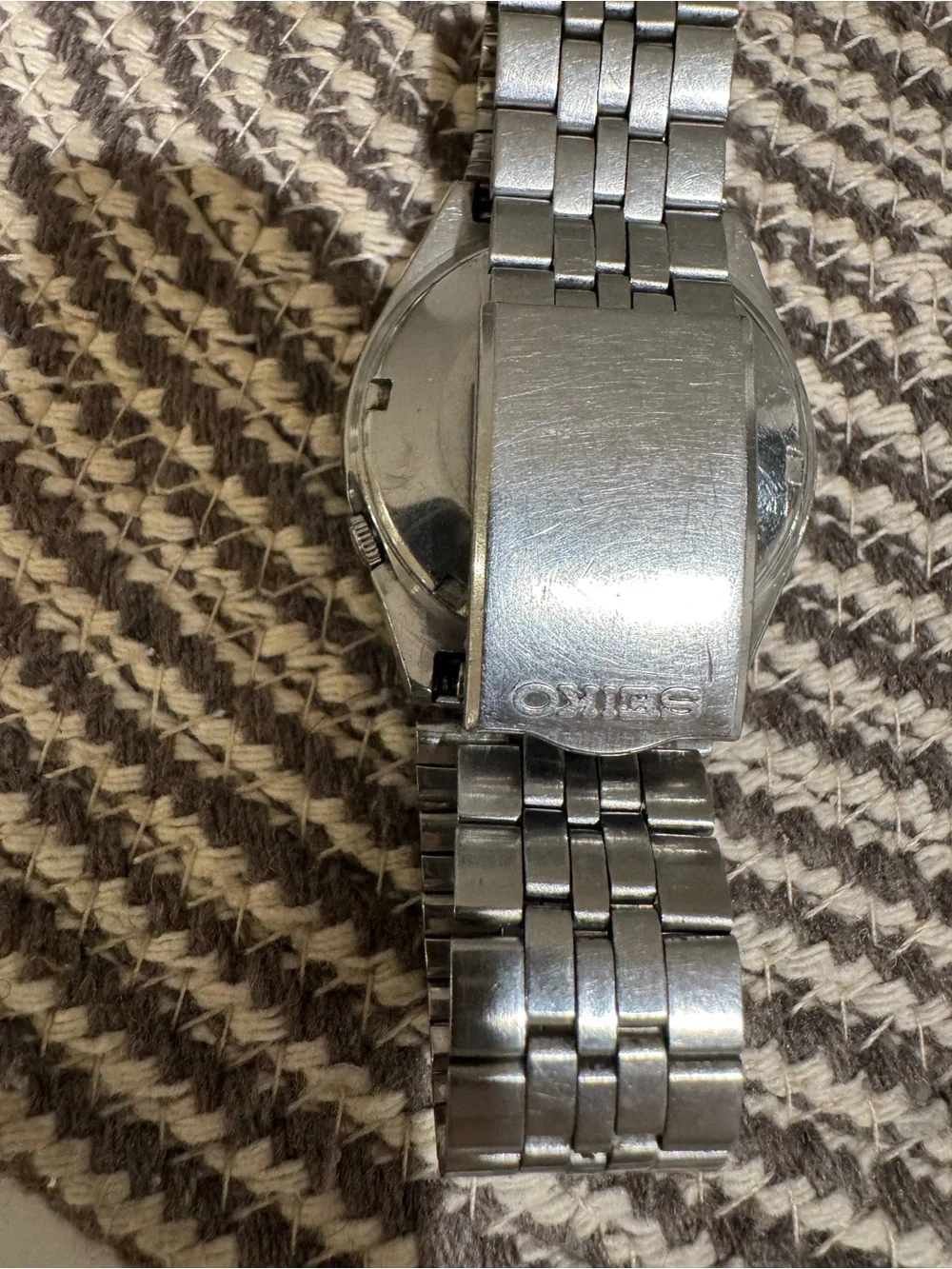 Vintage Seiko Automatic 6309-8830 Mens Watch 35mm Black Dial Day Date